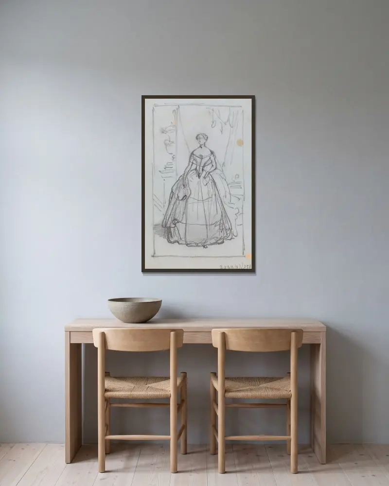 Porträtt av en kvinna av Nicaise De Keyser inramad på en vägg