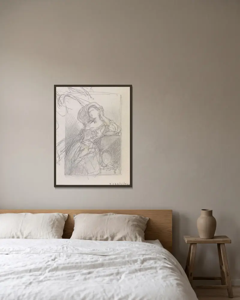 Porträtt av en kvinna av Nicaise De Keyser inramad på en vägg