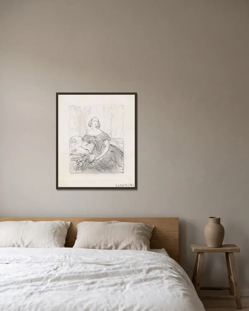 Porträtt av en kvinna av Nicaise De Keyser inramad på en vägg