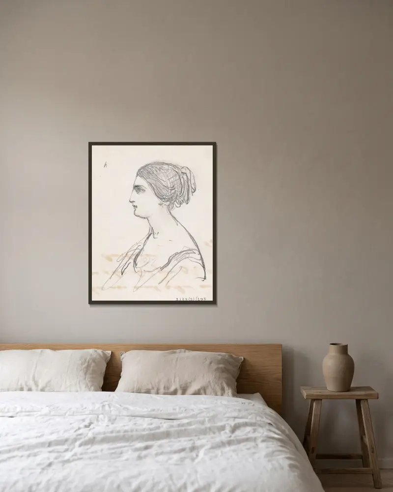 Porträtt av en kvinna av Nicaise De Keyser inramad på en vägg