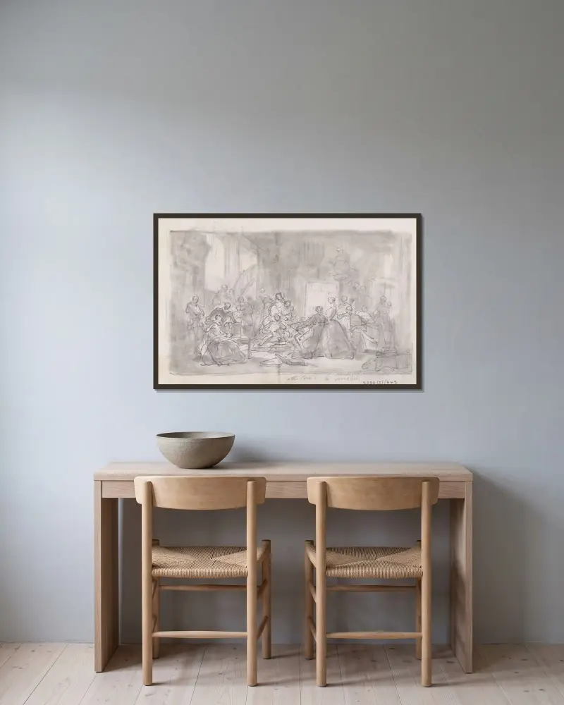 Studio av Nicaise De Keyser inramad på en vägg