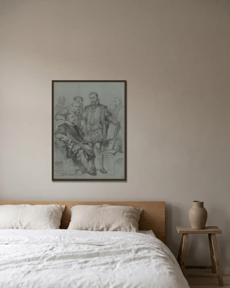 Arkitekten Cornelis Floris II av Nicaise De Keyser inramad på en vägg