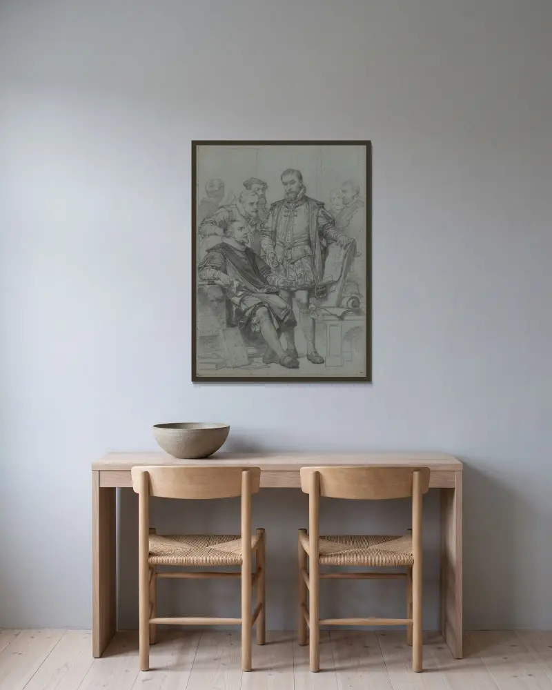 Arkitekten Cornelis Floris II av Nicaise De Keyser inramad på en vägg