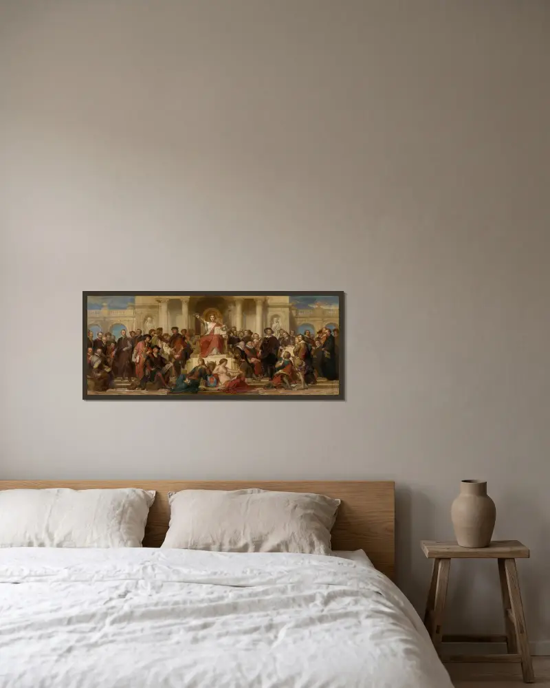 Staden Antwerpen, gotik och renässans, omgiven av konstnärer av Nicaise De Keyser inramad på en vägg