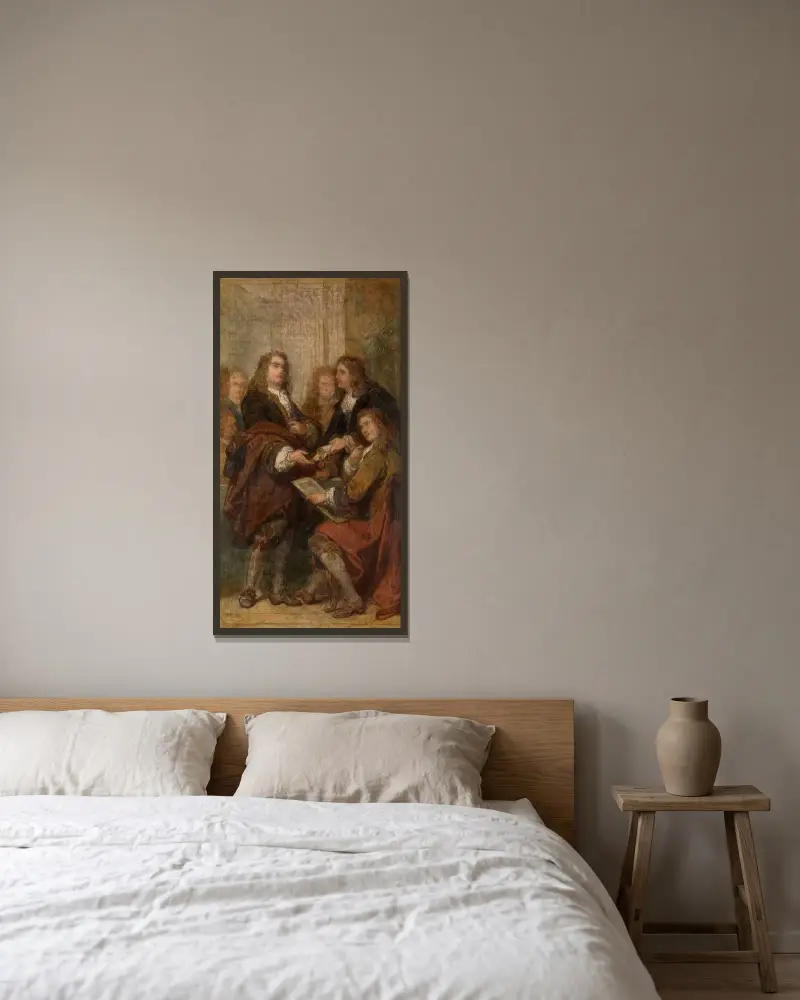 The Engraver Gerard Edelinck in Paris av Nicaise De Keyser inramad på en vägg