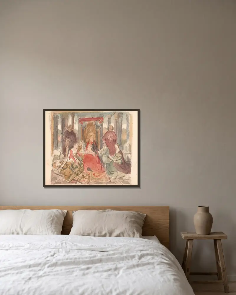 Det mystiska bröllopet med den heliga Katarina av Nicaise De Keyser inramad på en vägg