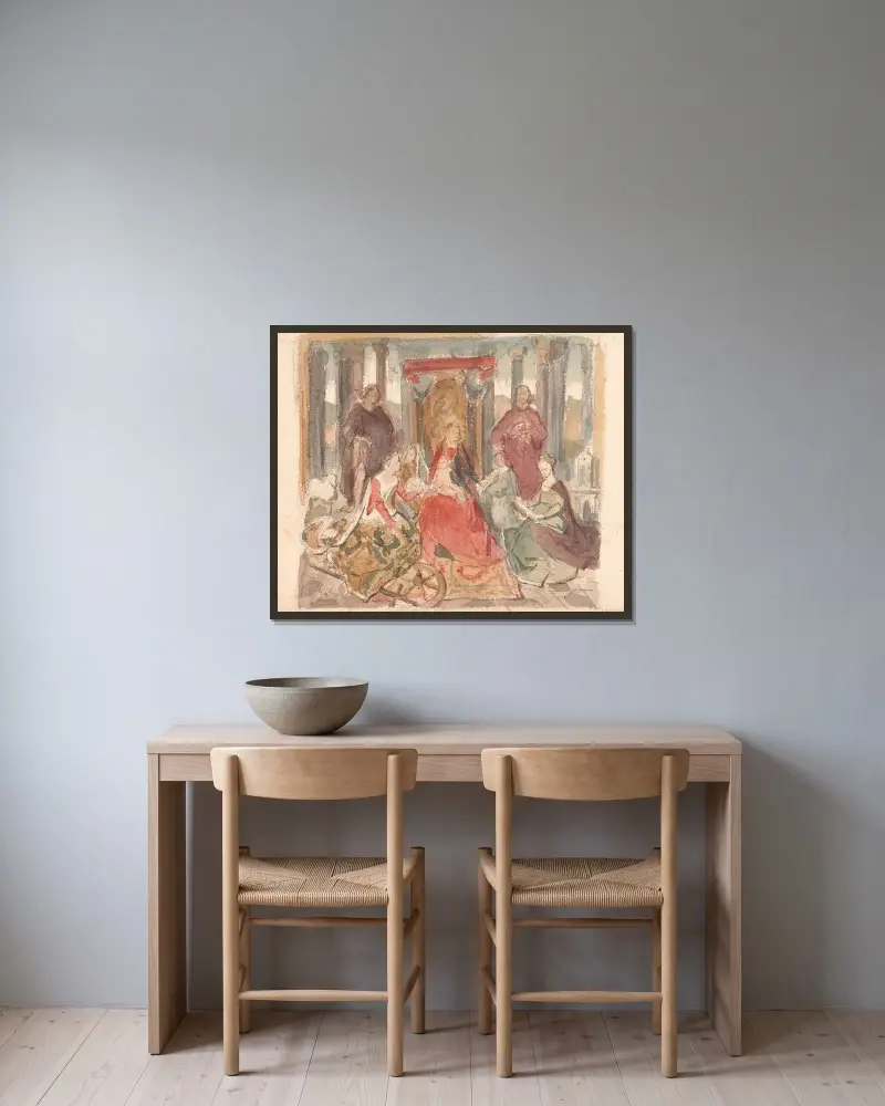 Det mystiska bröllopet med den heliga Katarina av Nicaise De Keyser inramad på en vägg
