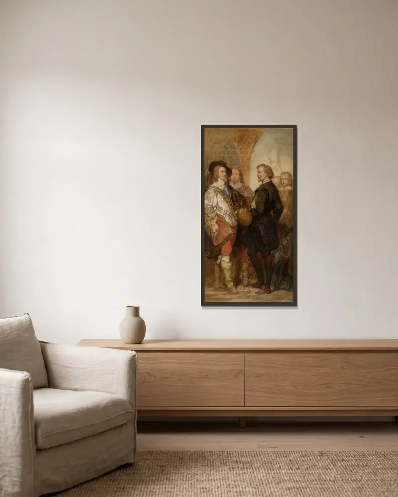 Målaren Anthony van Dyck i London av Nicaise De Keyser inramad på en vägg