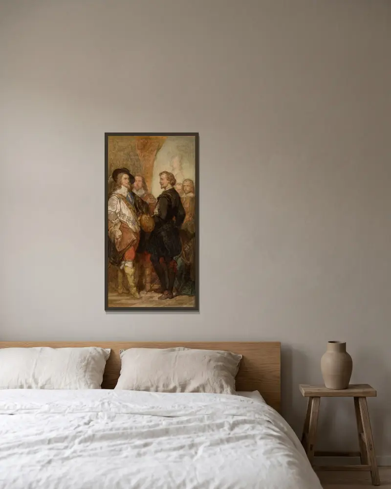 Målaren Anthony van Dyck i London av Nicaise De Keyser inramad på en vägg