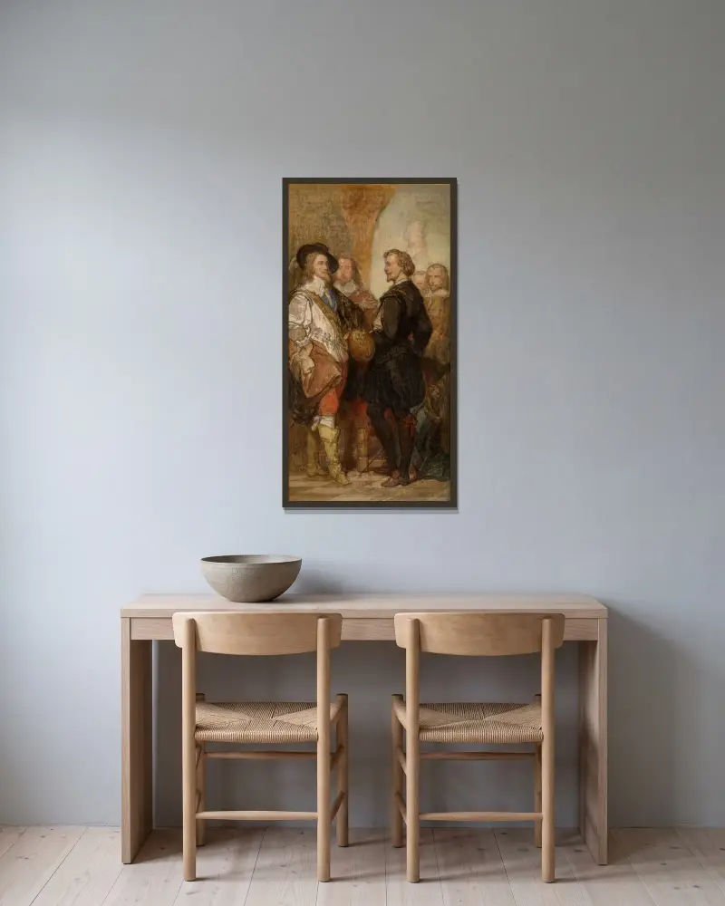 Målaren Anthony van Dyck i London av Nicaise De Keyser inramad på en vägg