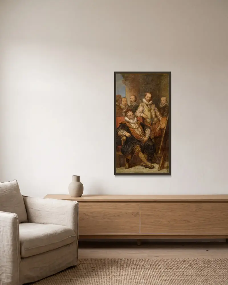 Målaren Bartholomeus Spranger i Wien av Nicaise De Keyser inramad på en vägg