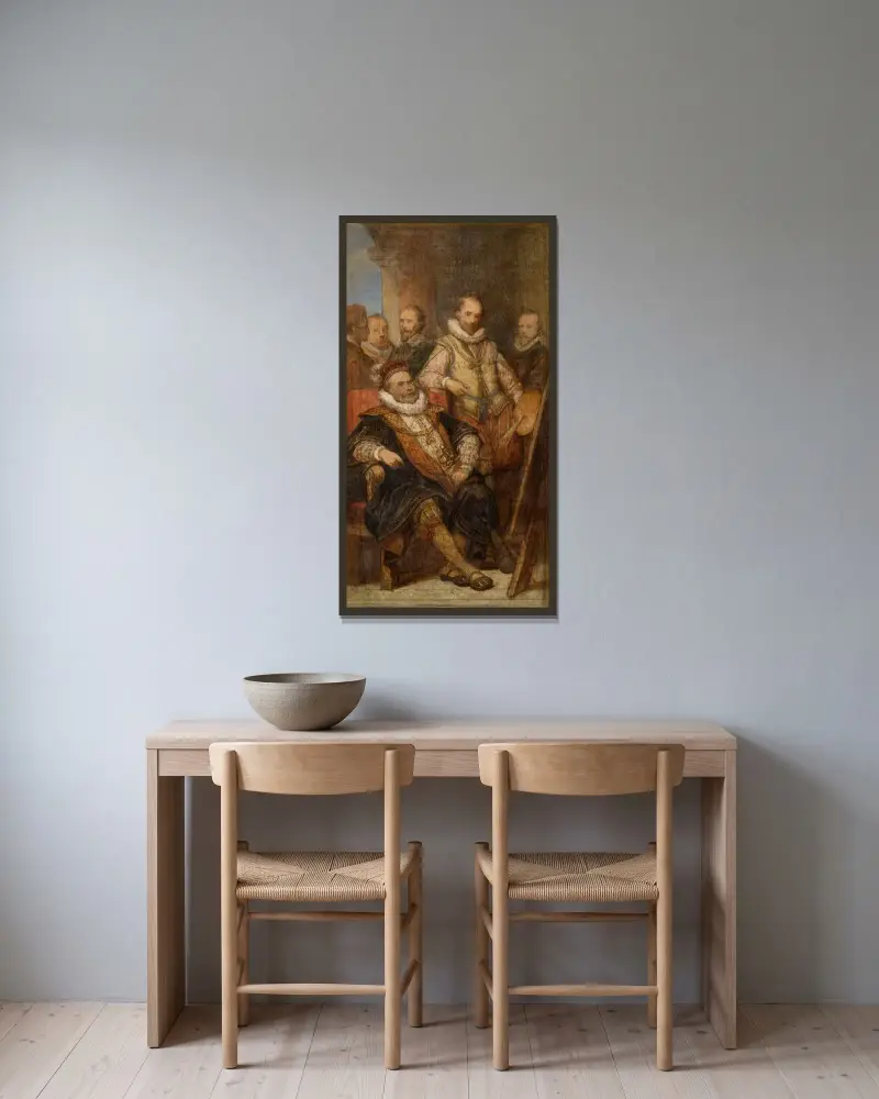 Målaren Bartholomeus Spranger i Wien av Nicaise De Keyser inramad på en vägg