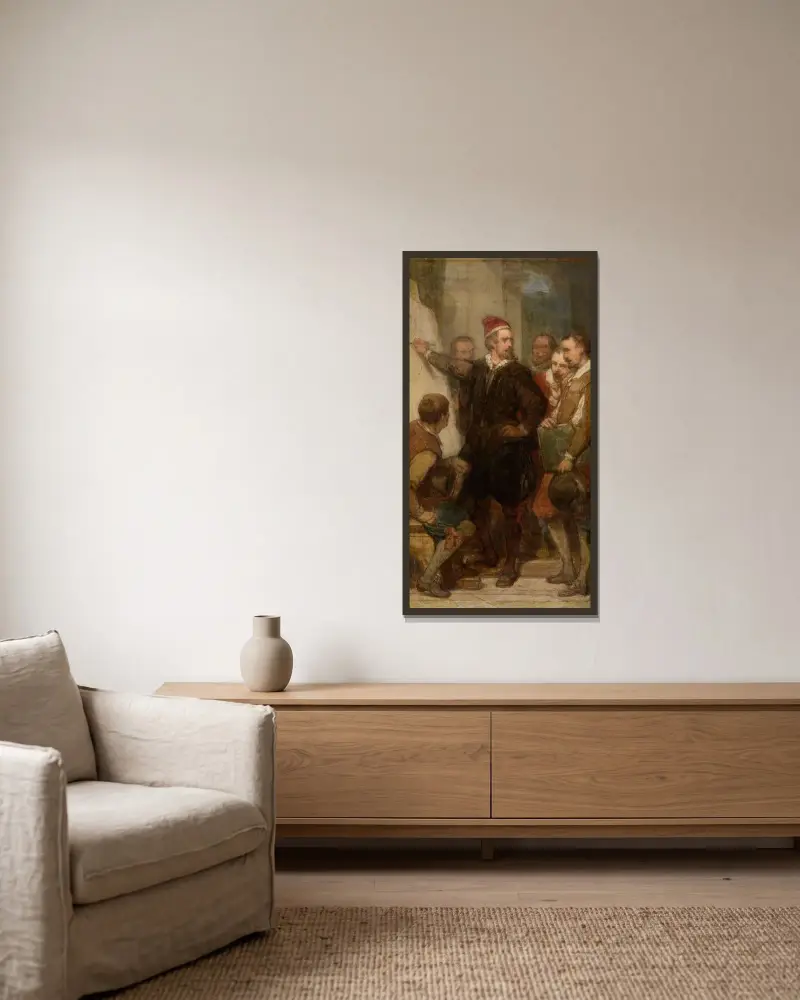 Målaren Denys Calvaert i Bologna av Nicaise De Keyser inramad på en vägg