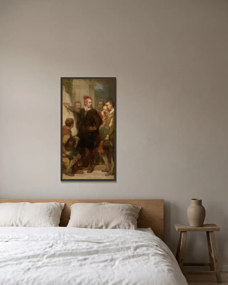 Målaren Denys Calvaert i Bologna av Nicaise De Keyser inramad på en vägg