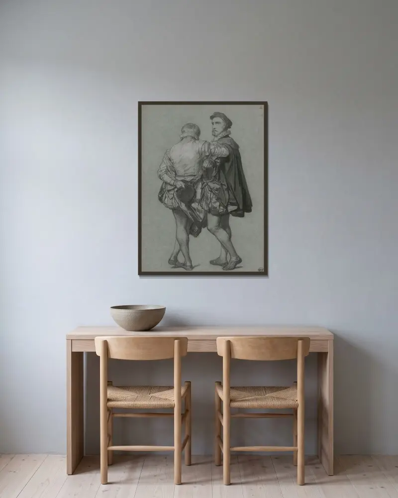 The Painters Gillis Coignet I and Antonio Moro av Nicaise De Keyser inramad på en vägg