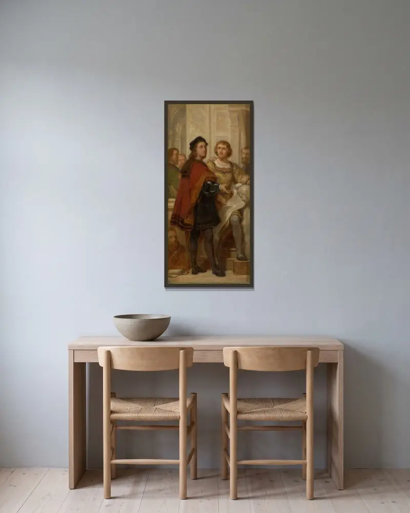 Målarna Rafael och Bernard van Orley av Nicaise De Keyser inramad på en vägg