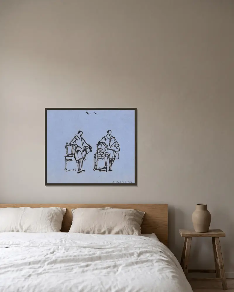 Two Postures av Nicaise De Keyser inramad på en vägg