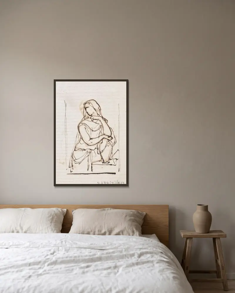 Kvinna med kanna av Nicaise De Keyser inramad på en vägg