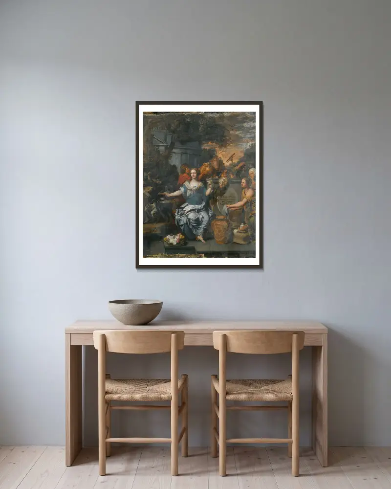 A Sacrifice To Pales av Gerard de Lairesse inramad på en vägg