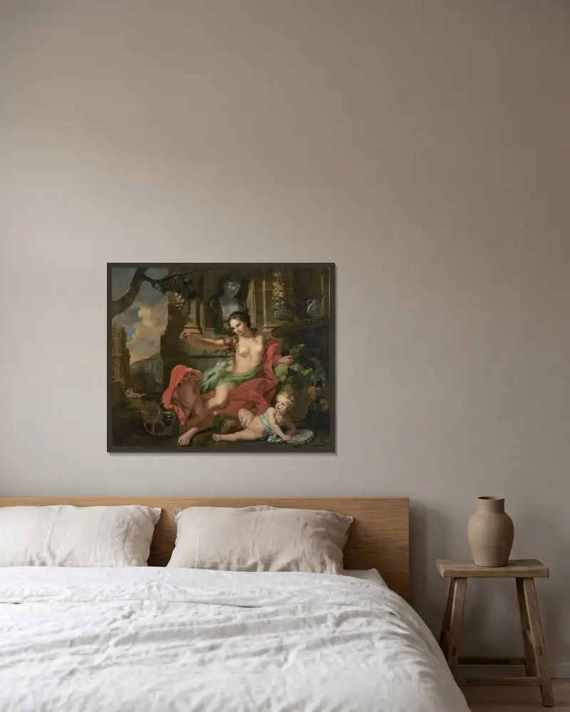 Eine Allegorie des Herbstes von Gerard de Lairesse gerahmt an einer Wand