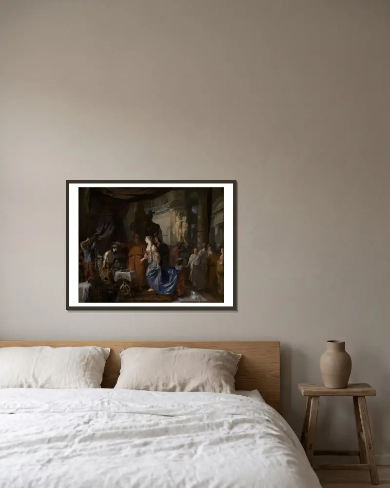 Antiochus and Stratonice av Gerard de Lairesse inramad på en vägg