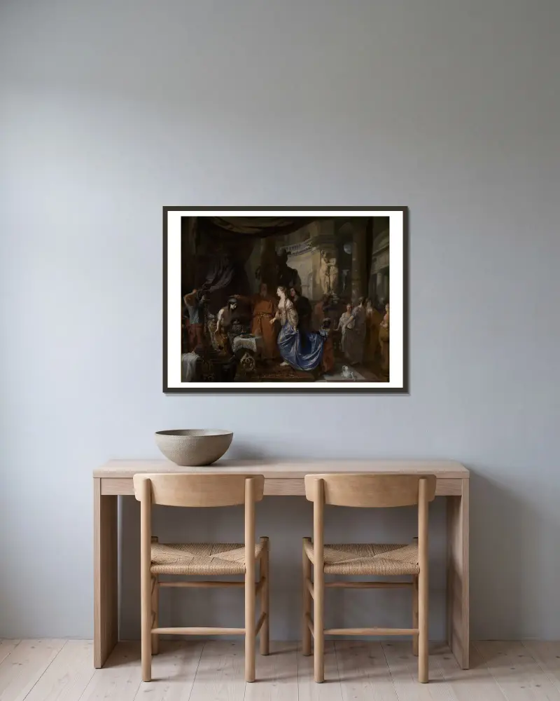 Antiochus and Stratonice av Gerard de Lairesse inramad på en vägg