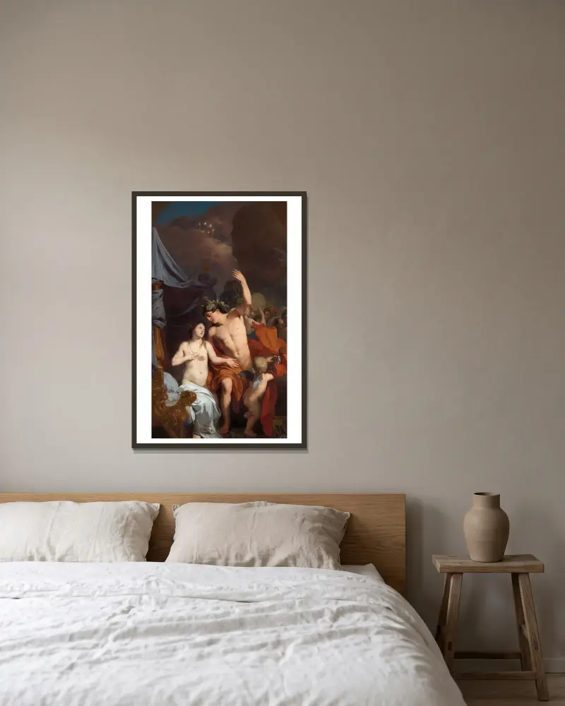 Bacchus and Ariadne av Gerard de Lairesse inramad på en vägg