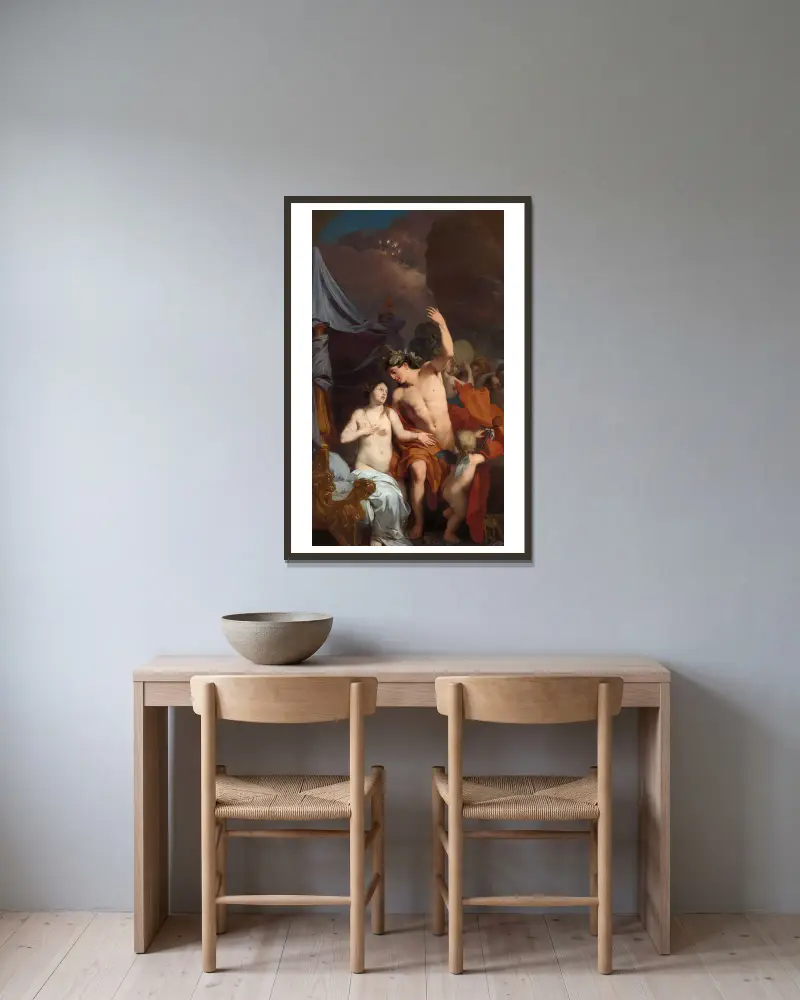 Bacchus and Ariadne av Gerard de Lairesse inramad på en vägg