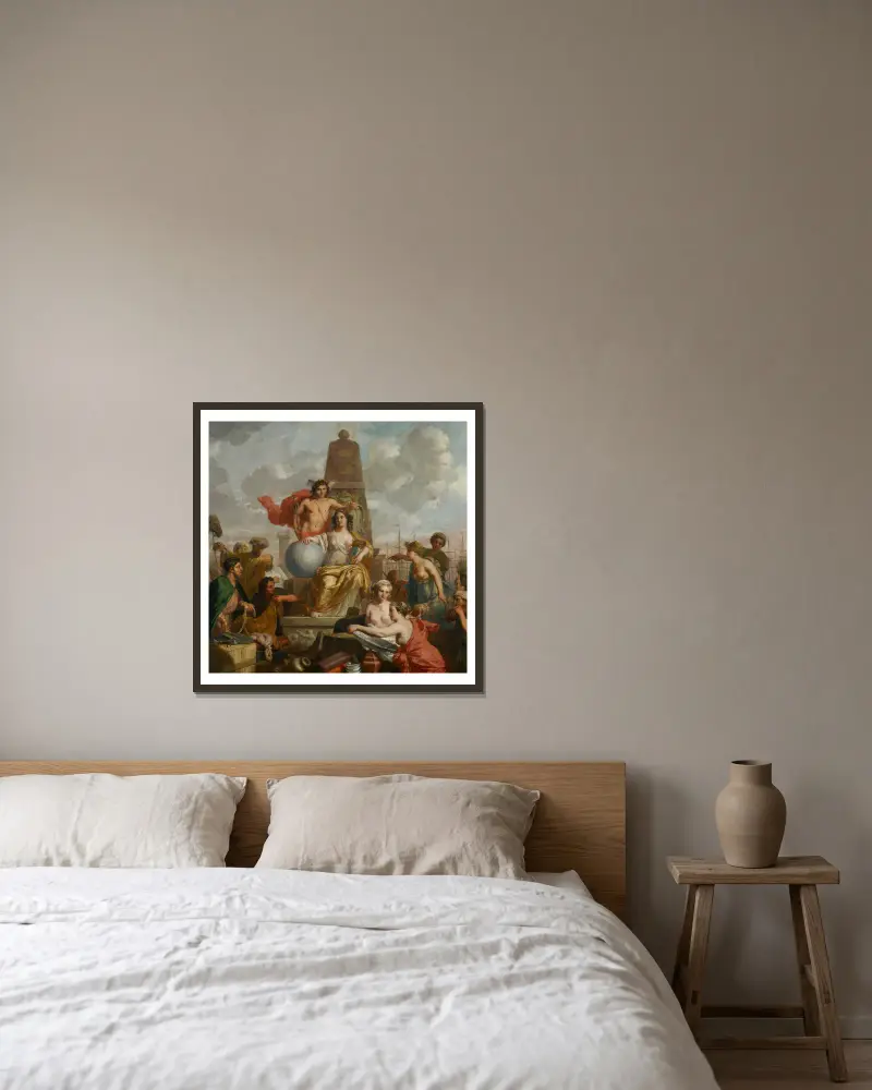 The City Virgin of Amsterdam av Gerard de Lairesse inramad på en vägg