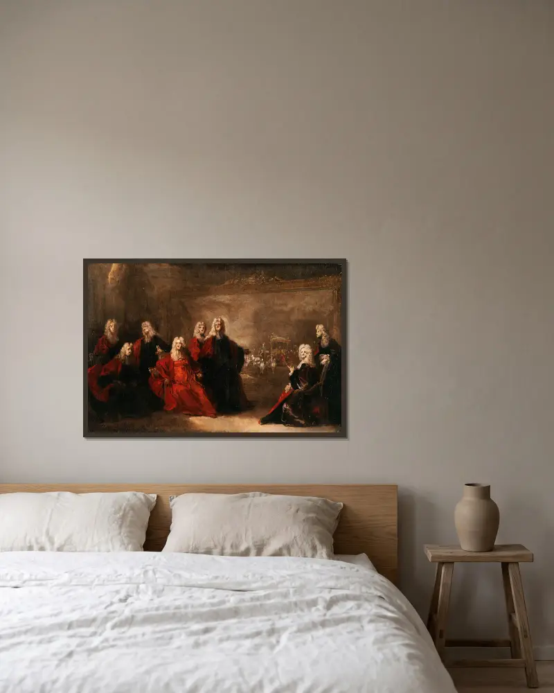 Allégorie des fiançailles de Louis XV avec l’infante Marie-Anne-Victoire d’Espagne, 1722 – nr 1 av Nicolas de Largillière inramad på en vägg