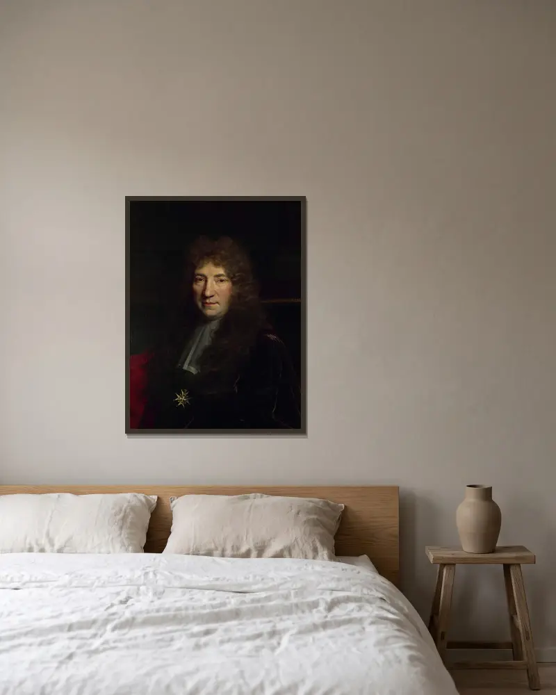Portrait d’un échevin parisien av Nicolas de Largillière inramad på en vägg