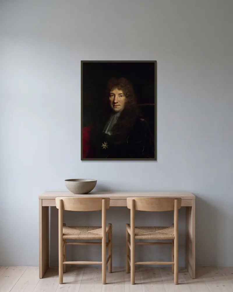 Portrait d’un échevin parisien av Nicolas de Largillière inramad på en vägg