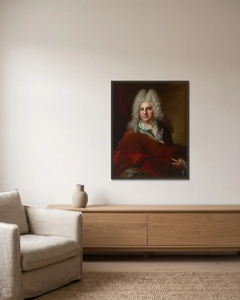 Porträtt av en herre av Nicolas de Largillière inramad på en vägg
