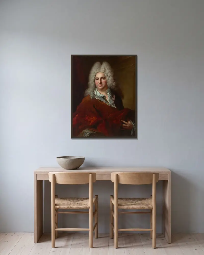 Porträtt av en herre av Nicolas de Largillière inramad på en vägg