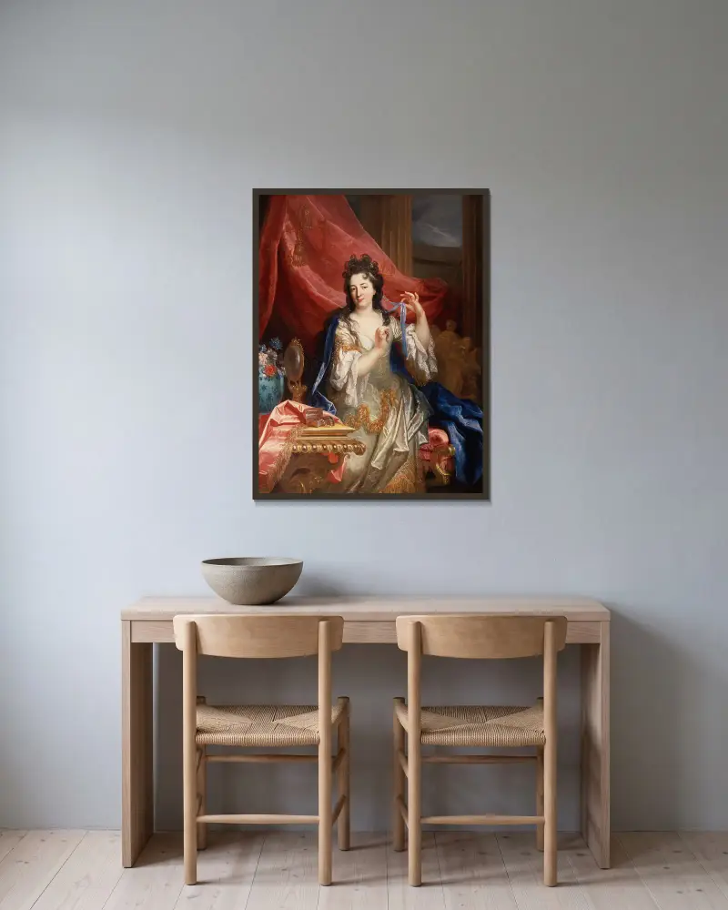 Porträtt av en kvinna, 1696 – nr 2 av Nicolas de Largillière inramad på en vägg