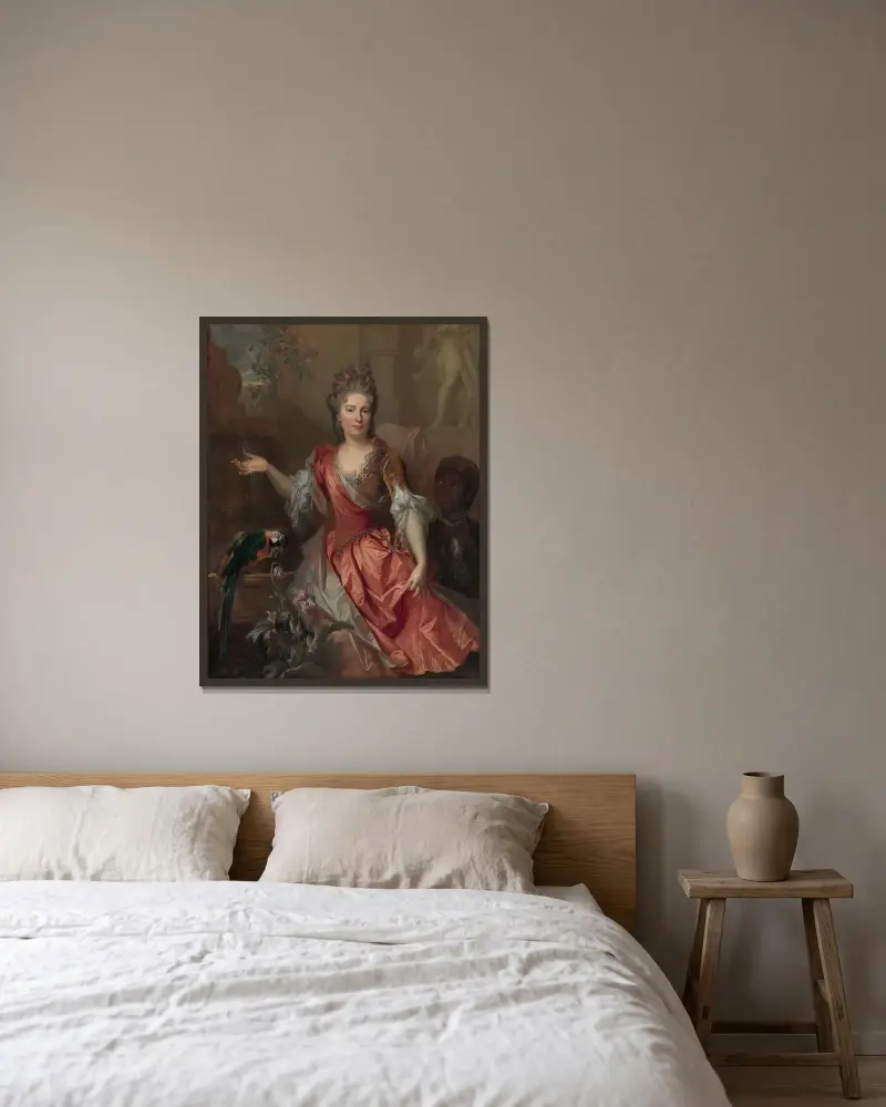 Bildnis einer Frau, 1696 von Nicolas de Largillière gerahmt an einer Wand