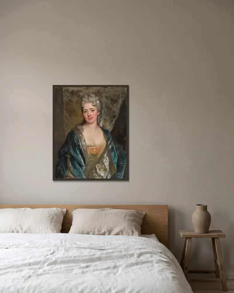 Porträtt av en kvinna av Nicolas de Largillière inramad på en vägg