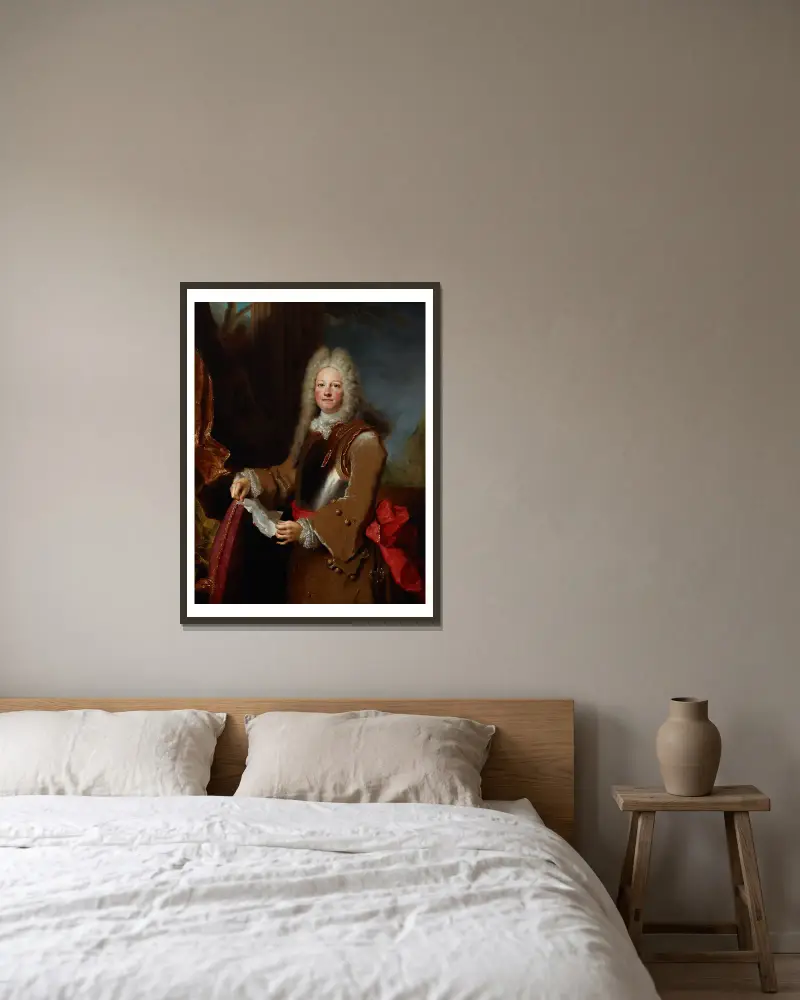 Portrait of an officer av Nicolas de Largillière inramad på en vägg