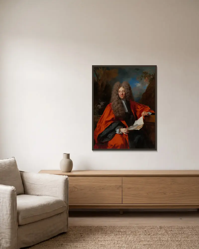 Portrait of Charles-Léonor Aubry, Marquis de Castelnau av Nicolas de Largillière inramad på en vägg