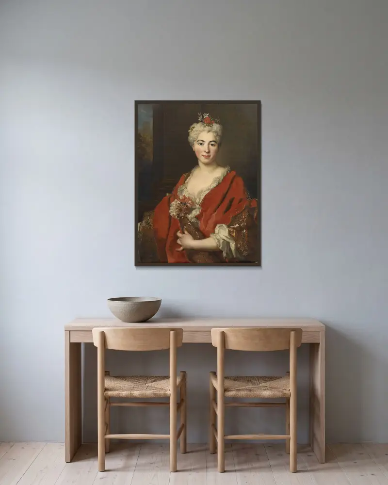 Portrait of Marguerite Elisabeth De Largillierre (1701-1756), The Artist’s Daughter av Nicolas de Largillière inramad på en vägg
