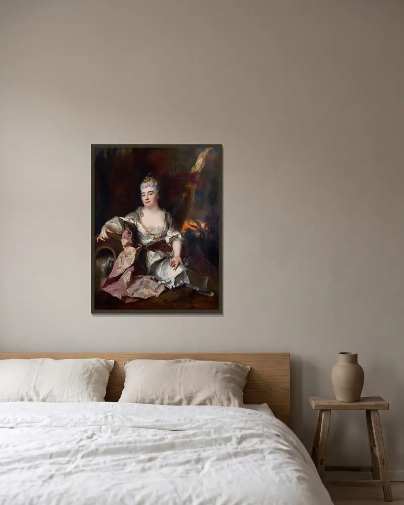 Porträt der Marie Louise Élisabeth d’Orléans, Herzogin von Berry von Nicolas de Largillière gerahmt an einer Wand