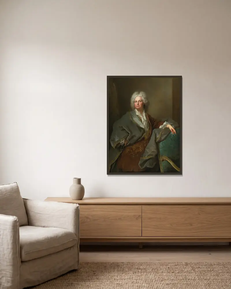 Portrait of The Baron De Besenval av Nicolas de Largillière inramad på en vägg