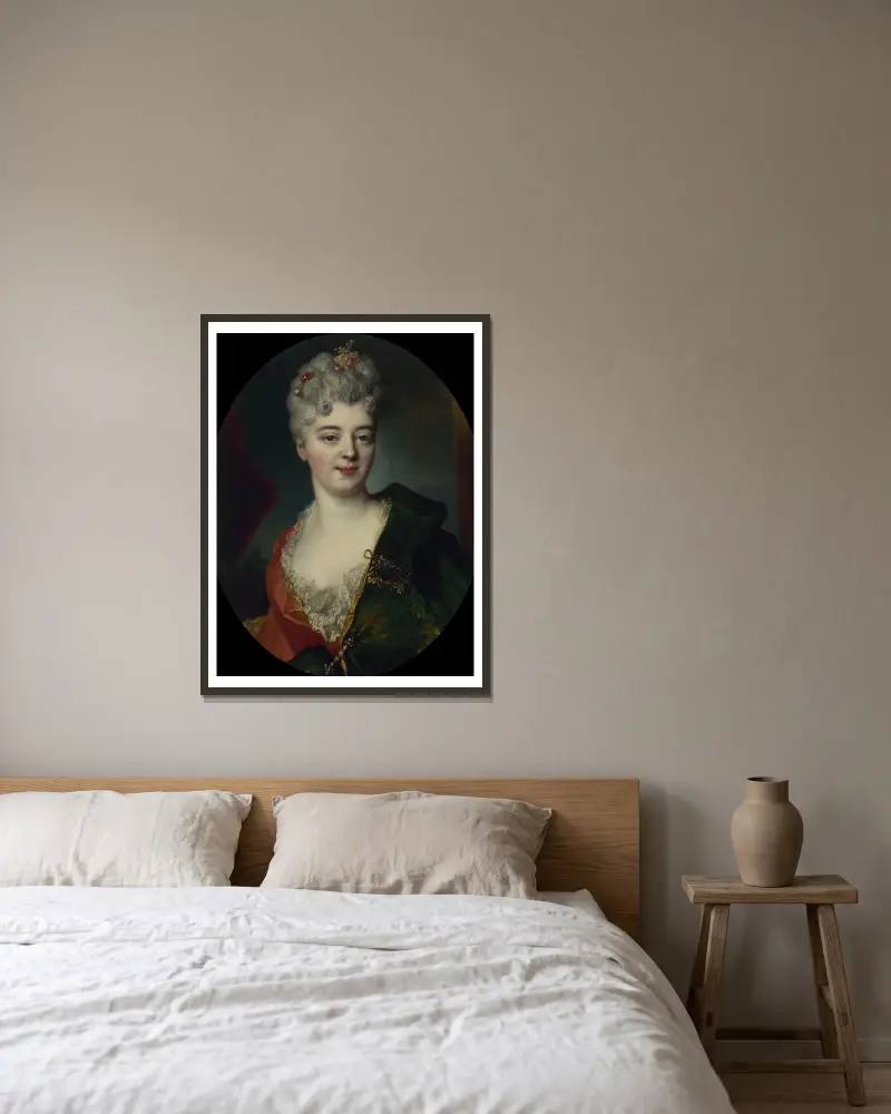Förmodat porträtt av Elisabeth Delpech, markisinna de Cailly av Nicolas de Largillière inramad på en vägg