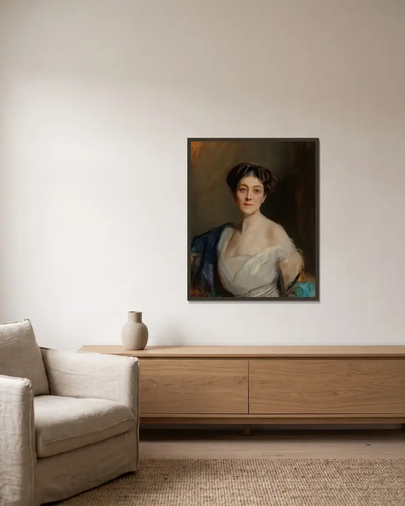 Porträt von Caroline Lambart, Gräfin von Cavan von Philip Alexius de László gerahmt an einer Wand