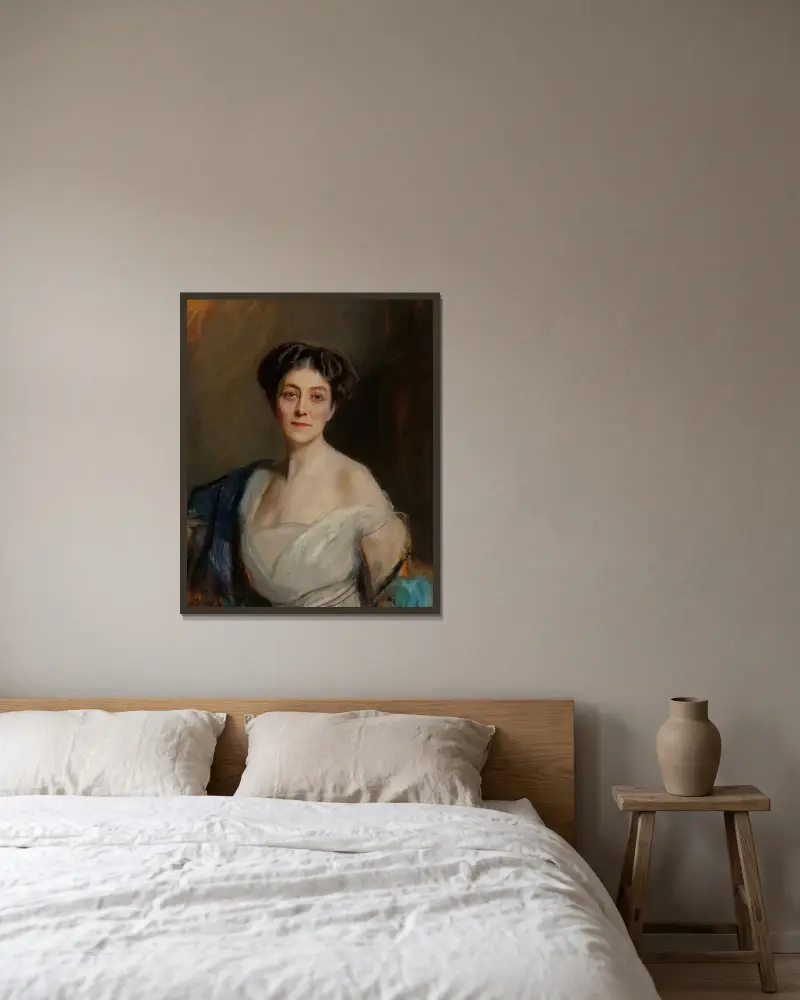 Porträt von Caroline Lambart, Gräfin von Cavan von Philip Alexius de László gerahmt an einer Wand