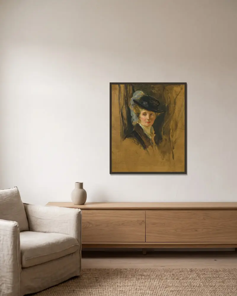 Paní Philip de László, rozená Lucy Guinness, Philip Alexius de László v rámu na stěně