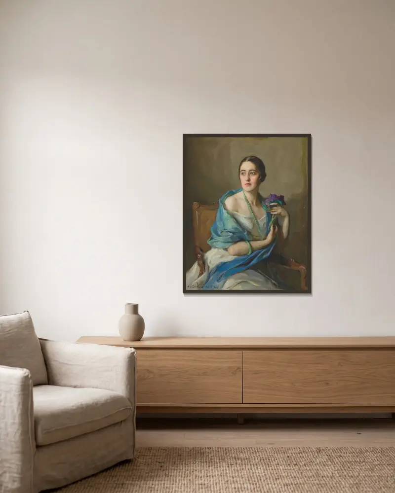 Porträt einer Dame, 1926 von Philip Alexius de László gerahmt an einer Wand
