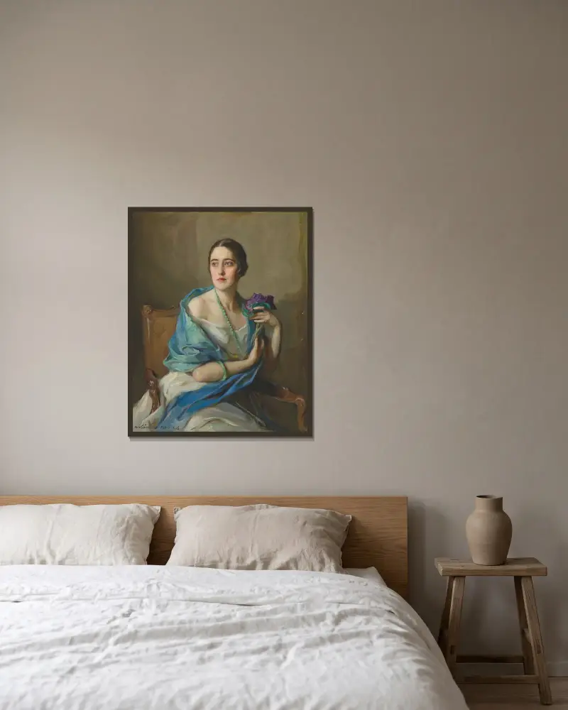 Porträt einer Dame, 1926 von Philip Alexius de László gerahmt an einer Wand