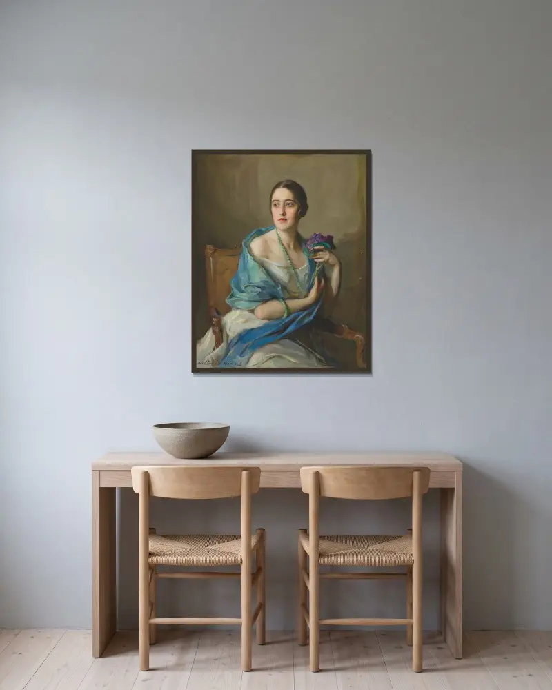 Porträt einer Dame, 1926 von Philip Alexius de László gerahmt an einer Wand