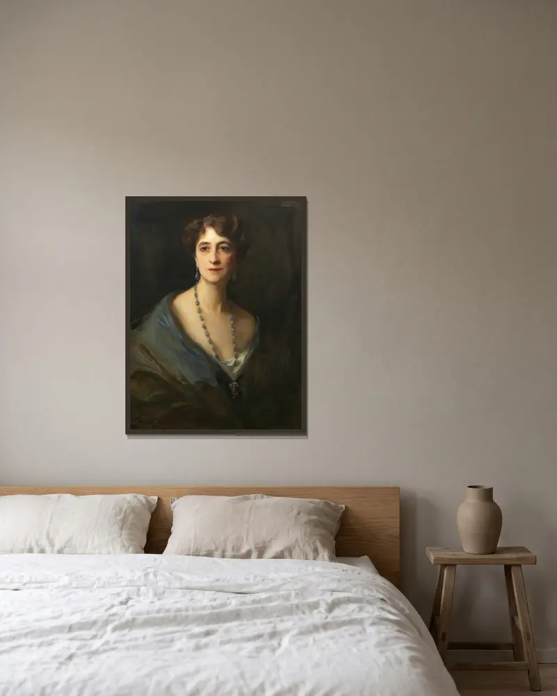 Portrait of Lady Byng, née Marie Evelyn Moreton av Philip Alexius de László inramad på en vägg